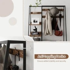 Tangkula 6-in-1 Freestanding Hall Tree Coat Rack W/ Bench & Fabric Dressers Rustic Brown -Nursery Furniture Store GUEST 09c59067 114b 4246 98da eb58d74e953f