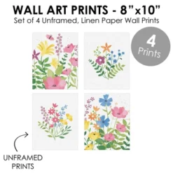 Big Dot Of Happiness Wildflowers - Unframed Floral Nursery And Room Decor Linen Paper Wall Art - Set Of 4 - Artisms - 8 X 10 Inches -Nursery Furniture Store GUEST 104db381 316d 4ef3 ae4e bcf770503356