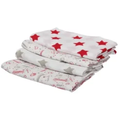 Bacati - Baseball Red/Gray Muslin Swaddling Blankets Set Of 4 -Nursery Furniture Store GUEST 11718791 4a95 4a44 b639 14fe925aaefe