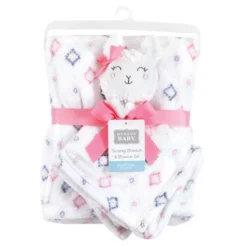 Hudson Baby Infant Girl Plush Blanket With Security Blanket, Llama Face, One Size