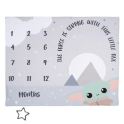 Lambs & Ivy Star Wars The Child/Grogu/Baby Yoda Fleece Milestone Blanket W/ Star