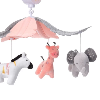 Lambs & Ivy Jazzy Jungle Peach/Gray Safari Animals Musical Baby Crib Mobile 5 Lambs & Ivy Jazzy Jungle Peach/Gray Safari Animals Musical Baby Crib Mobile - Image 3