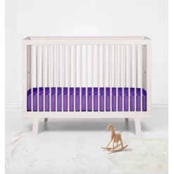 Bacati - Solid Purple 100 Percent Cotton Universal Baby US Standard Crib Or Toddler Bed Fitted Sheet -Nursery Furniture Store GUEST 23f9d9e5 549b 4567 97ef 1b0ab87d5e61