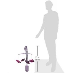 Bacati - Owls Pink/Grey Girls Musical Mobile