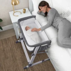 Simmons Kids' Dream Bedside Baby Bassinet Sleeper With Breathable Mesh And Adjustable Heights - Lightweight Portable Crib - Gray -Nursery Furniture Store GUEST 2b7b03f5 d32e 43f4 a8b4 49d6bd8a53a7