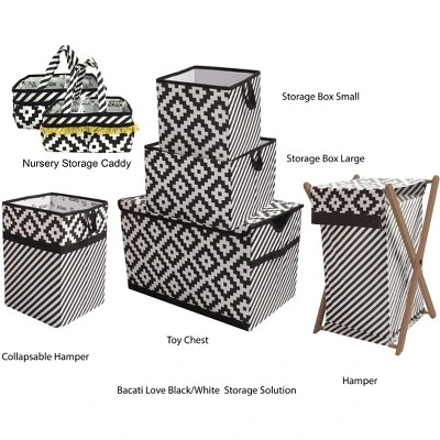 Bacati - Love Black/White Collapsible Laundry Hamper 6 Bacati - Love Black/White Collapsible Laundry Hamper - Image 4