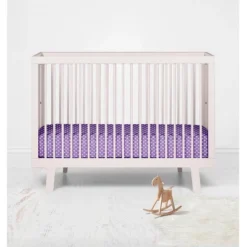 Bacati - Medium Purple Pin Dots 100 Percent Cotton Universal Baby US Standard Crib Or Toddler Bed Fitted Sheet -Nursery Furniture Store GUEST 34f4c70e 8e34 48b9 aeb0 d6838867b7f9