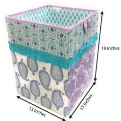 Bacati - Isabella Paisley Aqua/Lilac/Purple Collapsible Laundry Hamper -Nursery Furniture Store GUEST 3776941e 3be5 40e0 b103 5e5ffe0b98ec