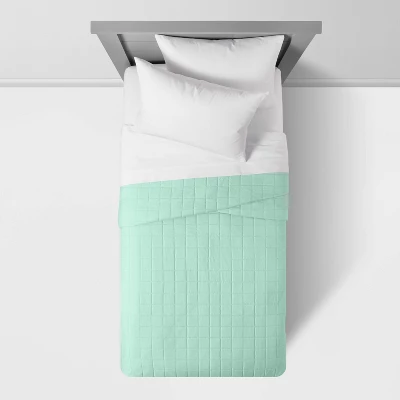 Box Stitch Microfiber Kids' Quilt - Pillowfort™ 3 Box Stitch Microfiber Kids' Quilt - Pillowfort™