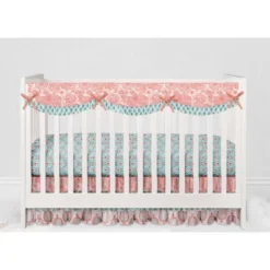 Bacati - Paisley Sophia Coral Aqua 6 Pc Crib Bedding Set With Long Rail Guard Cover -Nursery Furniture Store GUEST 3c0e611a 941b 422f b555 cf89405c9b57