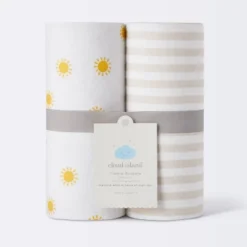 Flannel Swaddle Baby Blankets - Yellow Sun And Stripe - 2pk - Cloud Island™ -Nursery Furniture Store GUEST 3d36f01e efe2 4524 972e c2dcdabf32e5