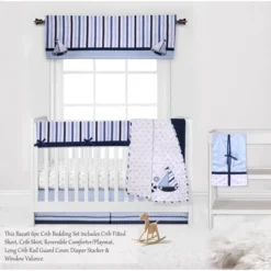 Bacati - Little Sailor Anchor Boat Blue Navy 6 Pc Crib Bedding Set With Long Rail Guard Cover -Nursery Furniture Store GUEST 3e3540a5 4aaa 42b1 acf9 9b2be7330fc3