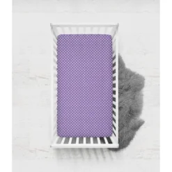 Bacati - Medium Purple Pin Dots 100 Percent Cotton Universal Baby US Standard Crib Or Toddler Bed Fitted Sheet -Nursery Furniture Store GUEST 4182401d e318 4e0e b0a6 9dccb08d3790