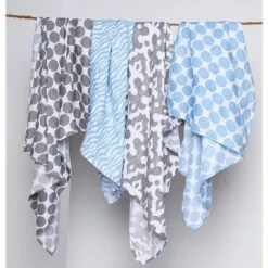 Bacati - Ikat Blue/Gray Swaddling Muslin Blankets Set Of 4 -Nursery Furniture Store GUEST 475dba00 0b5f 4dd9 9d7f 08b83e8c198e