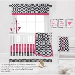 Bacati - Love Black Fuschia 10 Pc Crib Bedding Set With 2 Crib Fitted Sheets -Nursery Furniture Store GUEST 4a6ef4f0 4231 4b86 8c7f 3a7f4ca2e22d