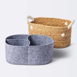 Braided Water Hyacinth With Tufted Embroidery Diaper Caddy Basket - Cloud Island™ -Nursery Furniture Store GUEST 4af8ac84 e21a 4e49 9482 b52190eda164