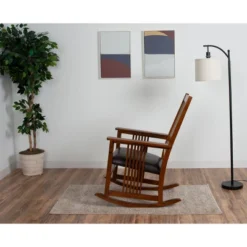 Gift Mark Mission Style Adult Rocking Chair With Brown Faux Leather Seat -Nursery Furniture Store GUEST 4c95303f 9243 4563 9586 8f363de850a2