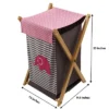 Bacati - Elephants Pink/Gray Laundry Hamper With Wooden Frame