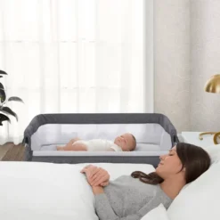 Simmons Kids' Dream Bedside Baby Bassinet Sleeper With Breathable Mesh And Adjustable Heights - Lightweight Portable Crib - Gray -Nursery Furniture Store GUEST 52029920 6a4a 435f bc45 2ce47427131d