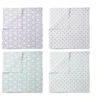 Bacati - Petals/Floral Muslin Swaddling Blankets Set Of 4 Aqua/Lilac