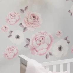Lambs & Ivy Floral Garden Watercolor/Pink Linen 5-Piece Baby Crib Bedding Set -Nursery Furniture Store GUEST 605d77d7 ca50 4901 82b8 997c78681b08