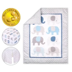 The Peanutshell Sleepy Elephant Baby Crib Bedding Set, Gray/Blue - 3pc -Nursery Furniture Store GUEST 6500c739 ba60 43c3 8df8 e1341b08ef3d