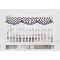 Bacati - Love Design/Print Gray Lilac 6 Pc Crib Bedding Set With Long Rail Guard Cover -Nursery Furniture Store GUEST 6ae77738 1c49 4cbb aca5 3be344ba8076