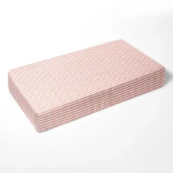 Bacati - Ikat Coral Stripes Muslin 100 Percent Cotton Universal Baby US Standard Crib Or Toddler Bed Fitted Sheet