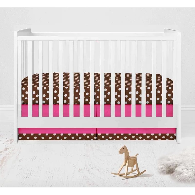 Bacati - Buttefly Pink Chocolate 4 Pc Crib Bedding Set With Diaper Caddy 4 Bacati - Buttefly Pink Chocolate 4 Pc Crib Bedding Set With Diaper Caddy - Image 2