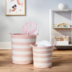 Striped Coiled Kids' Rope Basket - Pillowfort™ 9 Striped Coiled Kids' Rope Basket - Pillowfort™ -Nursery Furniture Store GUEST 78986f3a 45d7 45d0 9225 0dd9d2eb9e06