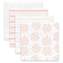 SwaddleDesigns Cotton Muslin Swaddle Blankets - Heavenly Floral Shimmer - 4pk - Pink -Nursery Furniture Store GUEST 7b88562d 285c 4cae 93b9 83bf89908db9