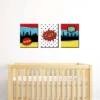 Big Dot Of Happiness Bam Superhero - Nursery Wall Art And Comic Kids Room Decorations - Gift Ideas - 7.5 X 10 Inches - Set Of 3 Prints
