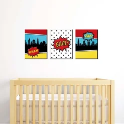 Big Dot Of Happiness Bam Superhero - Nursery Wall Art And Comic Kids Room Decorations - Gift Ideas - 7.5 X 10 Inches - Set Of 3 Prints