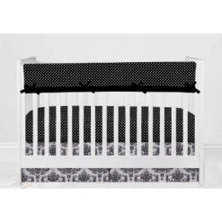 Bacati - Classic Damask Black/Grey/White 6 Pc Crib Bedding Set With Long Rail Guard Cover -Nursery Furniture Store GUEST 7d3dbd10 9bb3 47b5 a20a da93c13c3f7f