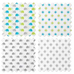 Bacati - Elephants Aqua/Lime/Gray Muslin Swaddling Blankets Set Of 4 -Nursery Furniture Store GUEST 81176c6b a7f0 4c46 a1ad 862889a47ce2