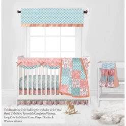 Bacati - Paisley Sophia Coral Aqua 6 Pc Crib Bedding Set With Long Rail Guard Cover -Nursery Furniture Store GUEST 8259da99 abbb 4cd9 9897 4757976cc9e3