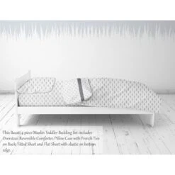 Bacati - Mustache/Plus Muslin 4 Pc Toddler Bedding Set, Gray -Nursery Furniture Store GUEST 86041e6c f5d0 4cc6 a319 5861f89ea8d4