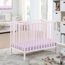 Suite Bebe Palmer 3-in-1 Convertible Mini Crib With Mattress Pad - Pastel Pink