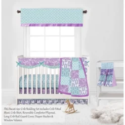 Bacati - Paisley Isabella Purple Lilac Aqua 6 Pc Crib Bedding Set With Long Rail Guard Cover -Nursery Furniture Store GUEST 8f499fdd 584f 4178 858d 27b3b64a15f3