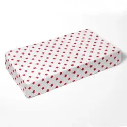 Bacati - Stars Red Ikat Muslin 100 Percent Cotton Universal Baby US Standard Crib Or Toddler Bed Fitted Sheet