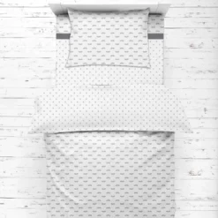 Bacati - Mustache/Plus Muslin 4 Pc Toddler Bedding Set, Gray -Nursery Furniture Store GUEST 97004c86 cd56 4a7e 87c3 1903ef0d8e8b