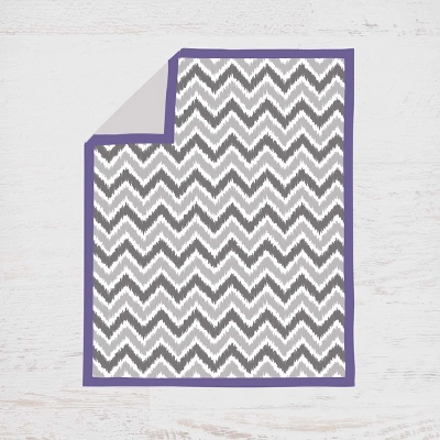 Bacati - Ikat Dots Leopard Purple Grey Girls 10 Pc Crib Set With Long Rail Guard Cover & 4 Muslin Swaddling Blankets 5 Bacati - Ikat Dots Leopard Purple Grey Girls 10 Pc Crib Set With Long Rail Guard Cover & 4 Muslin Swaddling Blankets - Image 3