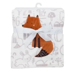Bedtime Originals Animal Alphabet Gray/White Fox Appliqued Fleece Baby Blanket -Nursery Furniture Store GUEST 994beccf aa1b 47c8 b210 f511284b5634