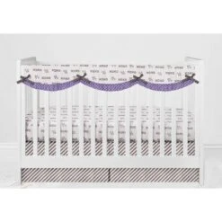 Bacati - Love Design/Print Gray Lilac 6 Pc Crib Bedding Set With Long Rail Guard Cover -Nursery Furniture Store GUEST 9bae4f09 4d63 44c1 a79d 5fad7b0792fd