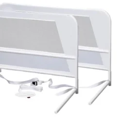 KidCo Mesh And Steel Double Pack Telescopic Toddler Child Bed Rail Guard, White