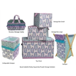 Bacati - Isabella Paisley Aqua/Lilac/Purple Collapsible Laundry Hamper -Nursery Furniture Store GUEST a5030de7 4635 4ed0 9e5c 0087363ac755