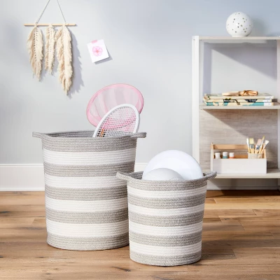 Striped Coiled Kids' Rope Basket - Pillowfort™ 3 Striped Coiled Kids' Rope Basket - Pillowfort™
