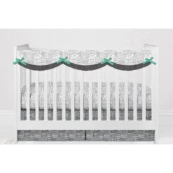Bacati - Clouds In The City Mint/Gray 6 Pc Crib Bedding Set With Long Rail Guard Cover -Nursery Furniture Store GUEST a84520e5 17dd 4e0a 9fa7 754db228fba1
