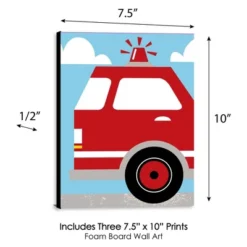 Big Dot Of Happiness Fired Up Fire Truck - Firefighter Firetruck Nursery Wall Art And Kids Room Decor - Gift Ideas - 7.5 X 10 Inches - Set Of 3 Prints -Nursery Furniture Store GUEST a95f6b1b 19c8 4f50 a98e aee03e912888