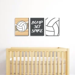 Big Dot Of Happiness Bump, Set, Spike - Volleyball - Sports Nursery Wall Art, Kids Room Decor & Game Room Decor - 7.5 X 10 Inches - Set Of 3 Prints